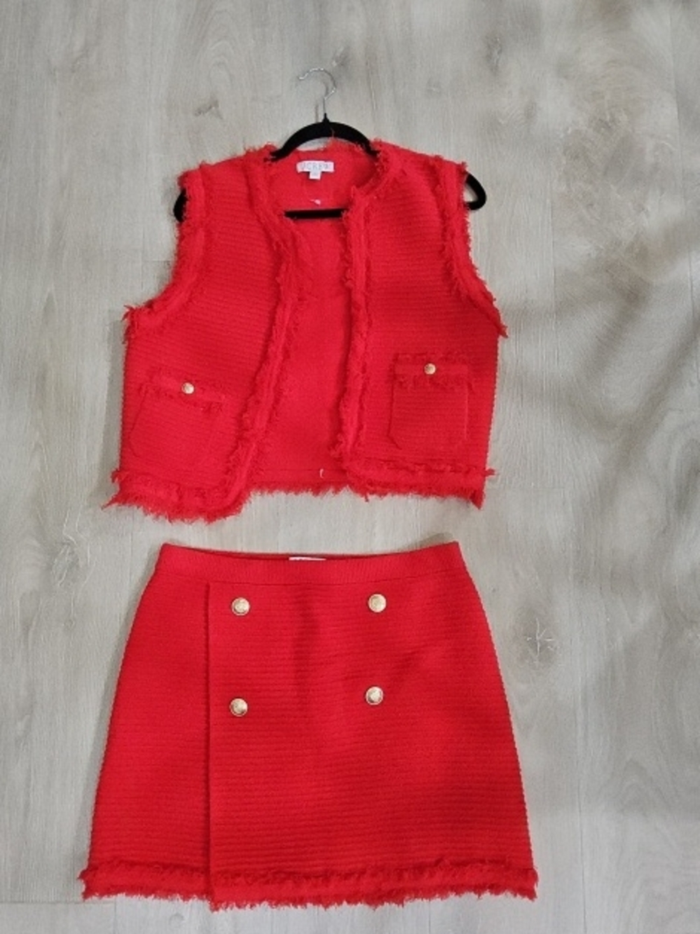 J. Crew Bright Red Textured Skirt|| Top: S/ Bottoms :M